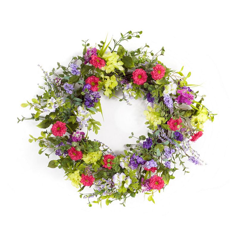 Melrose Artificial Mixed Floral II Wreath, Multicolor