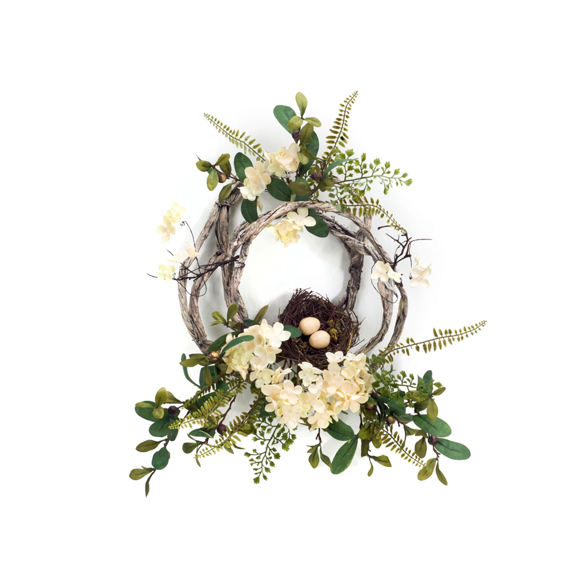 Melrose Artificial Hydrangea & Bird Nest Wreath 2-piece Set, Multi