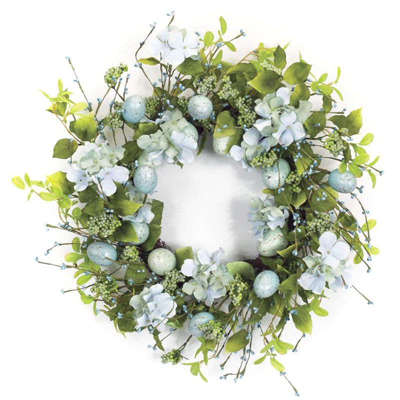 Melrose Artificial Egg & Floral Wreath, Multicolor