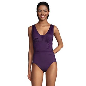 Women's Lands' End Grecian Slendersuit Tummy Control One-Piece Swimsuit