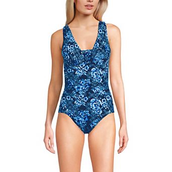 Women's Lands' End Grecian Slendersuit Tummy Control One-Piece Swimsuit