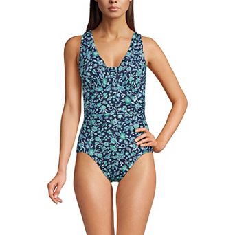 Women's Lands' End Grecian Slendersuit Tummy Control One-Piece Swimsuit