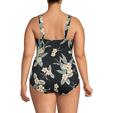 Plus Size Lands' End Grecian Slendersuit DD-Cup Tummy Control One-Piece Swimsuit