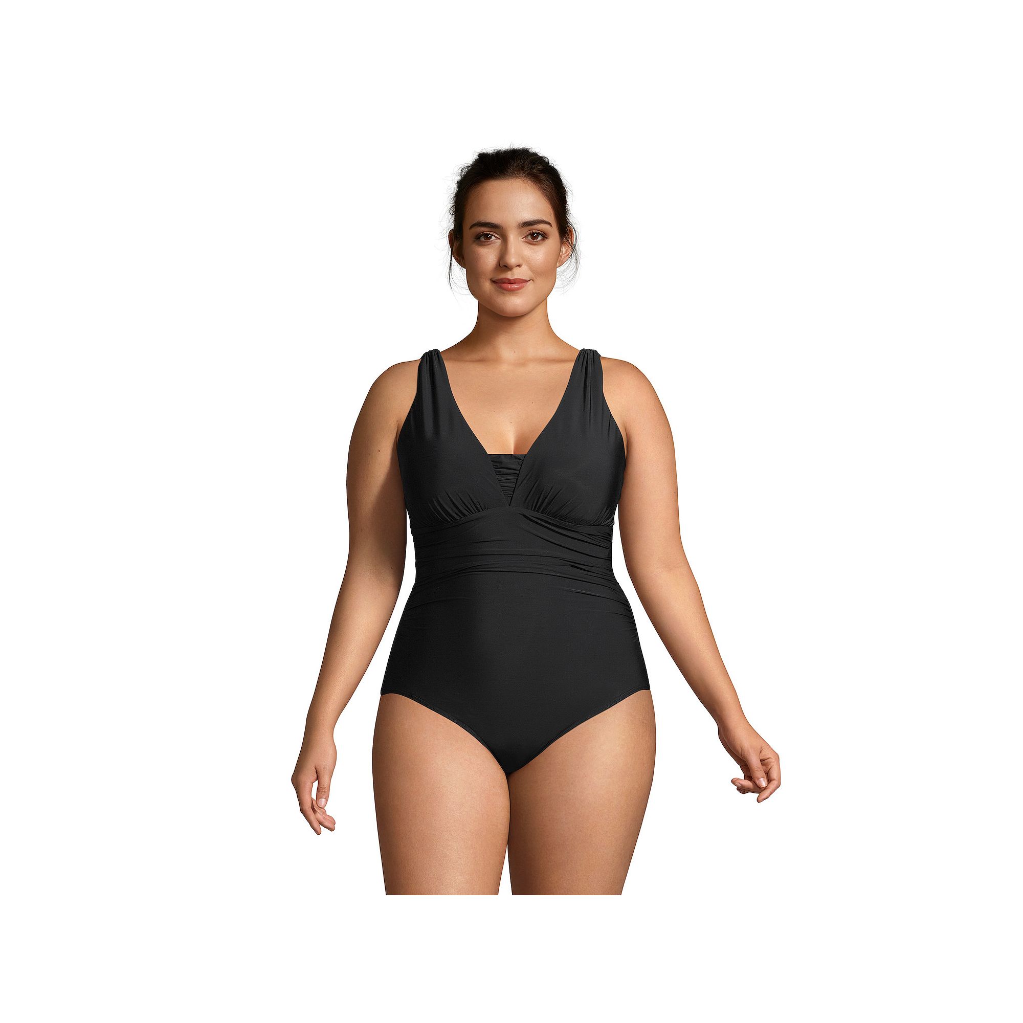 Plus Size Lands End Grecian Slendersuit Tummy Control One-Piece Swimsuit, 