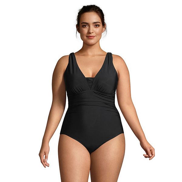 Plus Lands' End Grecian Slendersuit Tummy Control Swimsuit