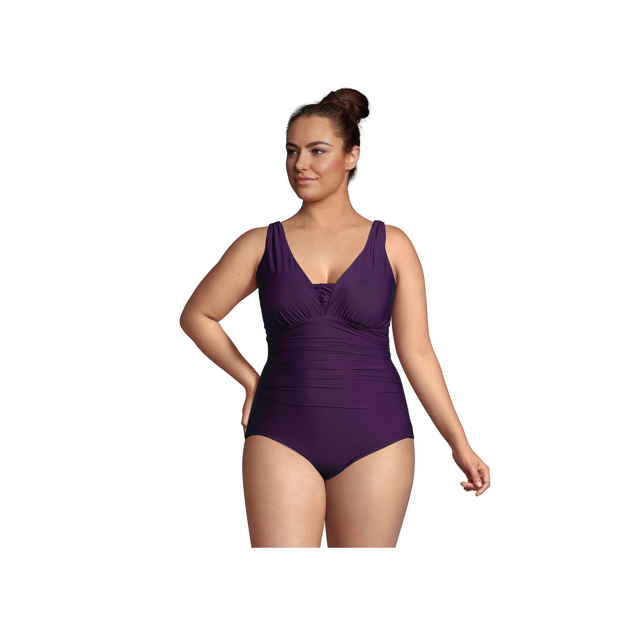 Plus Size Lands End Grecian Slendersuit Tummy Control One-Piece Swimsuit, 