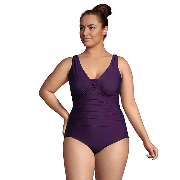 Lilac Polyamide & Elastane One-Shoulder Swimsuit With Belt Design