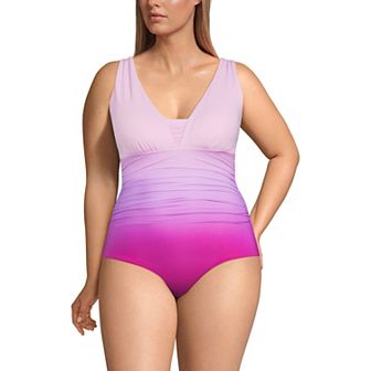 Plus Size Lands' End Grecian Slendersuit Tummy Control One-Piece Swimsuit