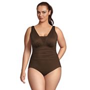 Lands' End Women's Plus Size SlenderSuit Grecian Tummy Control Chlorine  Resistant One Piece Swimsuit 