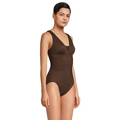 Petite Lands' End Grecian Slendersuit Tummy Control One-Piece Swimsuit