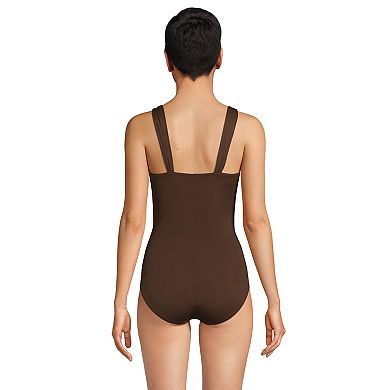 Petite Lands' End Grecian Slendersuit Tummy Control One-Piece Swimsuit