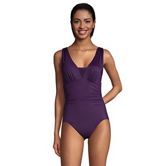 Petite Lands' End Grecian Slendersuit Tummy Control One-Piece Swimsuit
