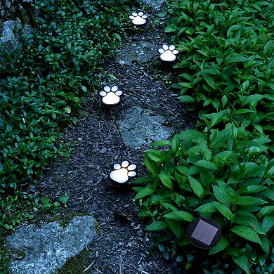 Solar Paw Print Pathway Lights 4-piece Set