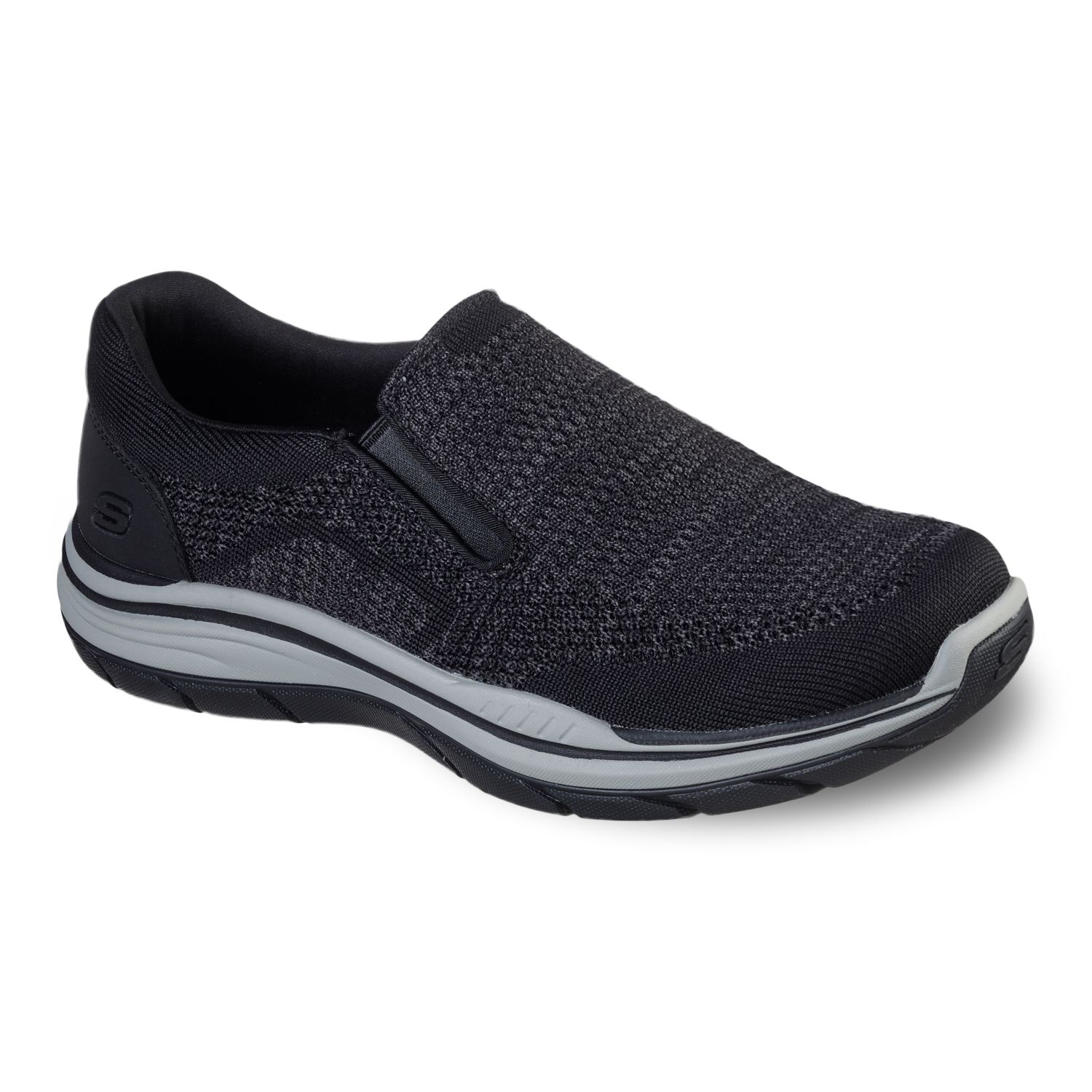 skechers men's black flex advantage slip resistant mcallen slip on