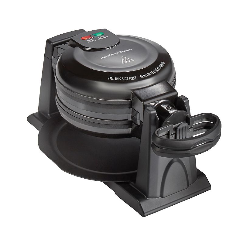 Hamilton Beach - Double Belgian Waffle Maker with Removable Nonstick Plates - Black