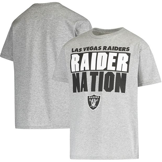 Nike Boys Youth Heathered Black, White Las Vegas Raiders Colorblock Team  Name T-shirt
