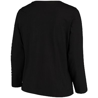 Women's Majestic Black Las Vegas Raiders Plus Size Team Logo Long Sleeve T-Shirt