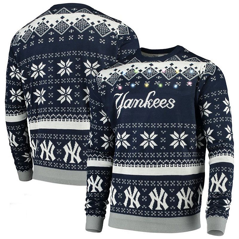 UPC 192797010253 product image for Men's Navy New York Yankees Wordmark Light Up Sweater, Size: Small, Blue | upcitemdb.com