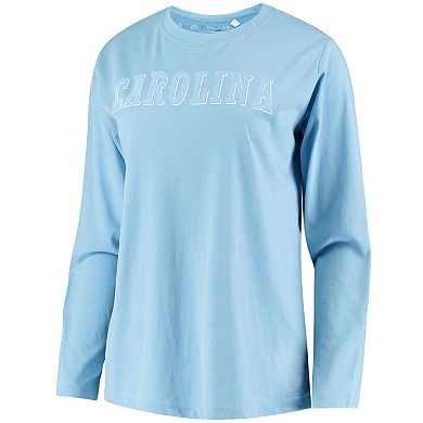 Women's Pressbox Carolina Blue North Carolina Tar Heels Tonal Block Vintage Wash Long Sleeve T-Shirt