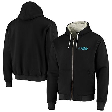 Men's Dunbrooke Black Carolina Panthers Craftsman Thermal-Lined Full-Zip Hoodie