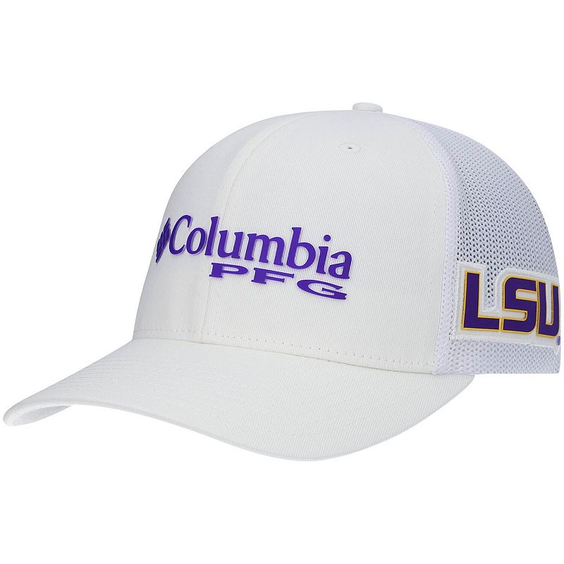 Mens Columbia White LSU Tigers PFG Snapback Hat