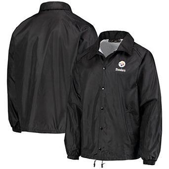 Men's Black Pittsburgh Steelers Coaches Classic Raglan Full-Snap Windbreaker Jacket