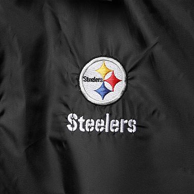 Men's Black Pittsburgh Steelers Coaches Classic Raglan Full-Snap ...