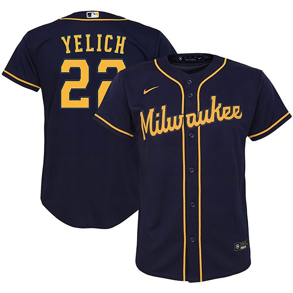 Youth Nike Black/White Milwaukee Brewers Replica Team Jersey Size: Small