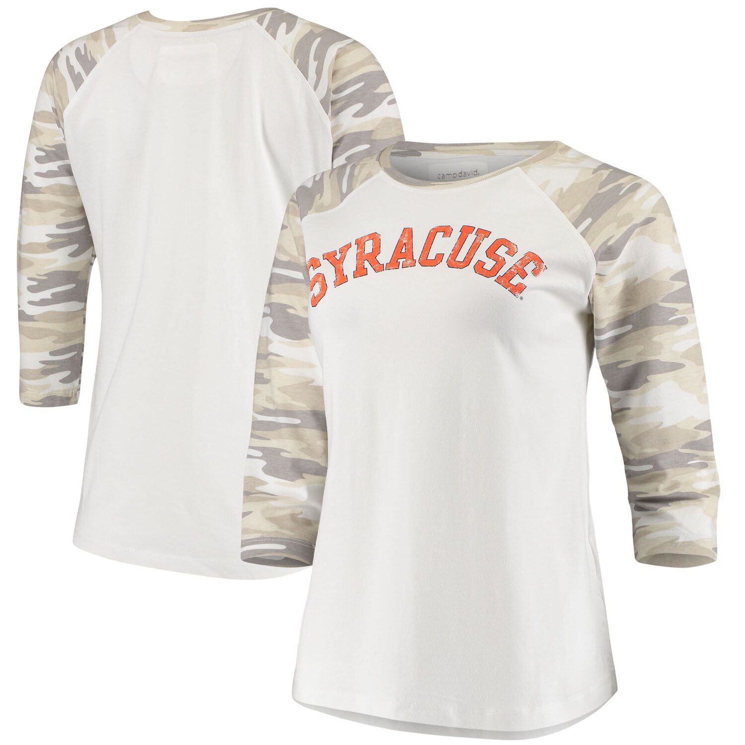 orange and white raglan shirt