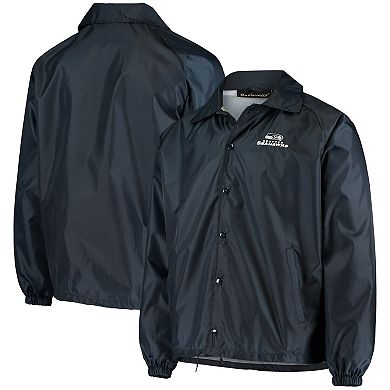 Men's College Navy Seattle Seahawks Coaches Classic Raglan Full-Snap Windbreaker Jacket