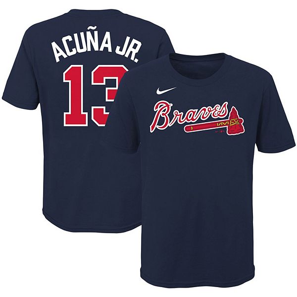 Youth Nike Ronald Acuna Jr. Navy Atlanta Braves Player Name & Number T-Shirt