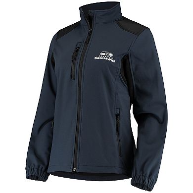 Women's Dunbrooke Navy Seattle Seahawks Softshell Fleece Full-Zip Jacket