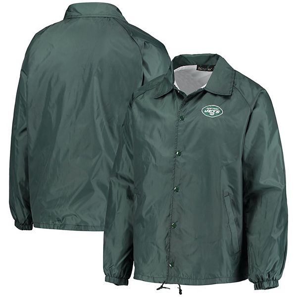 Men's Green New York Jets Coaches Classic Raglan FullSnap Windbreaker