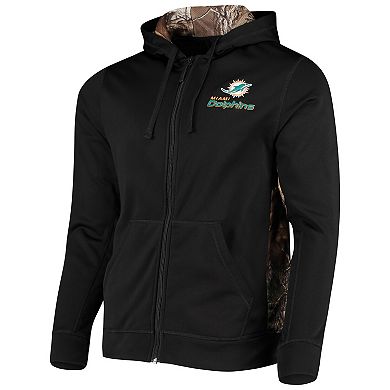 Men's Dunbrooke Black/Realtree Camo Miami Dolphins Decoy Tech Fleece Full-Zip Hoodie