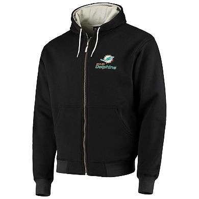 Men's Dunbrooke Black Miami Dolphins Craftsman Thermal-Lined Full-Zip Hoodie
