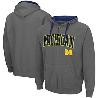 Men's Colosseum Charcoal Michigan Wolverines Big & Tall Full-Zip Hoodie