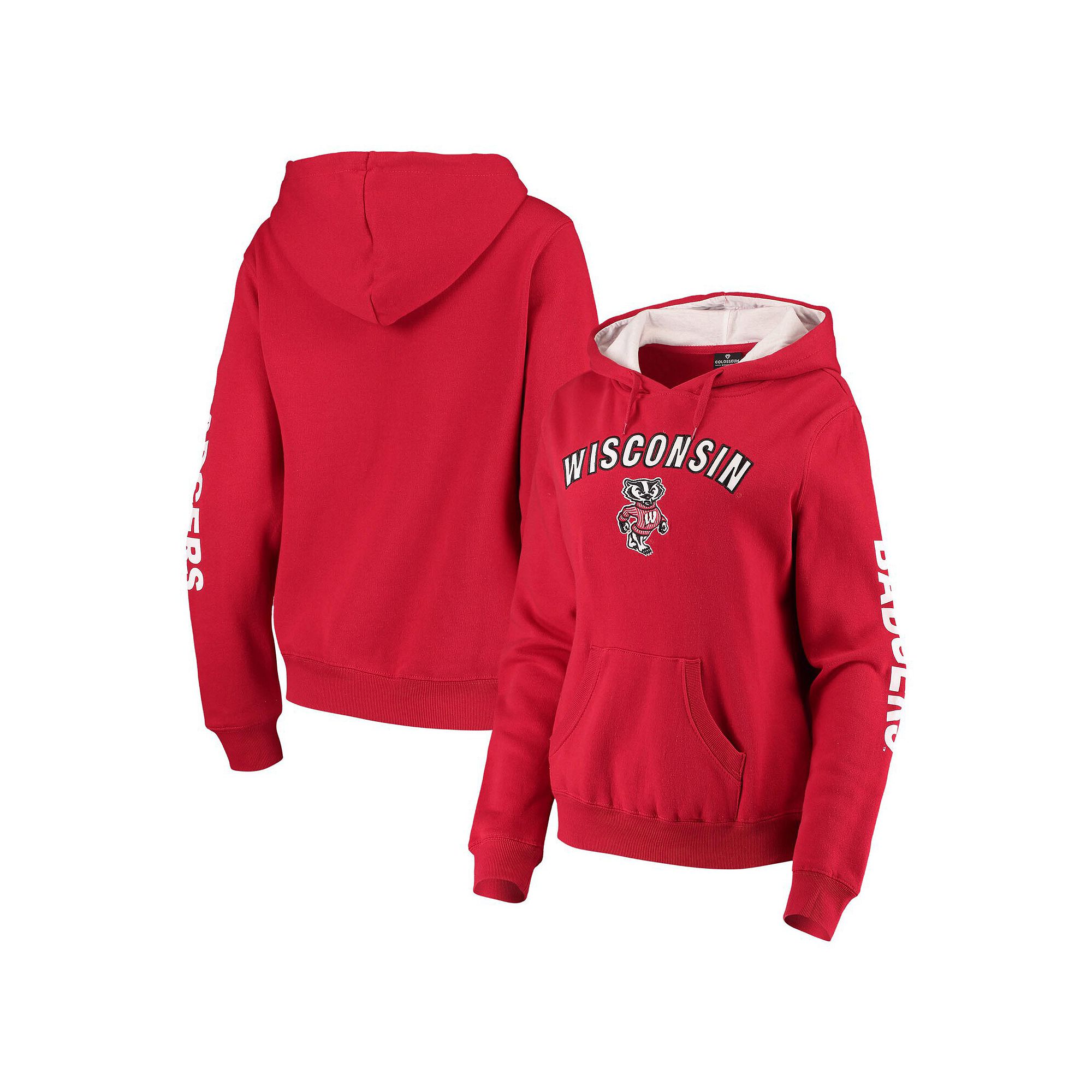 Womens Colosseum Red Wisconsin Badgers Loud and Proud Pullover Hoodie, Siz