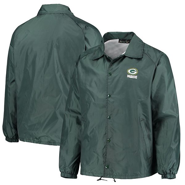 Men's Green Green Bay Packers Coaches Classic Raglan Full-Snap