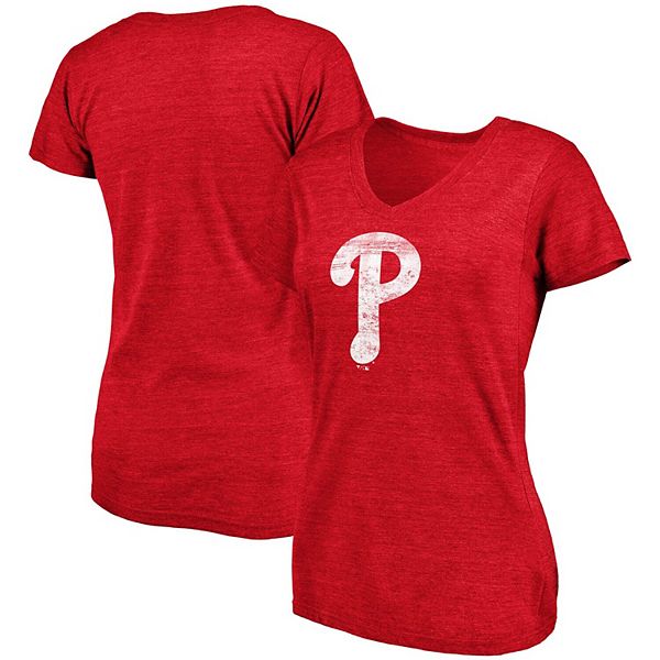 Philadelphia Phillies Fanatics Branded Women's Core Official Logo V-Neck  T-Shirt - Red