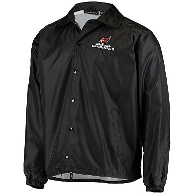Men's Black Arizona Cardinals Coaches Classic Raglan Full-Snap Windbreaker Jacket