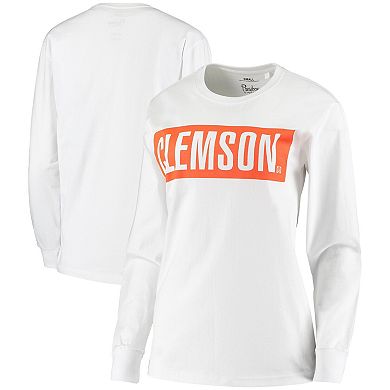Women's Pressbox White Clemson Tigers Big Block Whiteout Long Sleeve T-Shirt