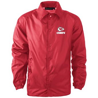 Men's Red Kansas City Chiefs Coaches Classic Raglan Full-Snap Windbreaker Jacket