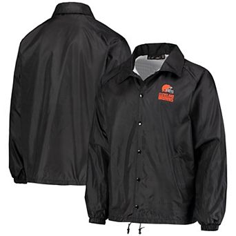Men's Black Cleveland Browns Coaches Classic Raglan Full-Snap Windbreaker Jacket