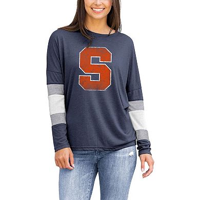 Women's Navy Syracuse Orange Swell Stripe Long Sleeve T-Shirt