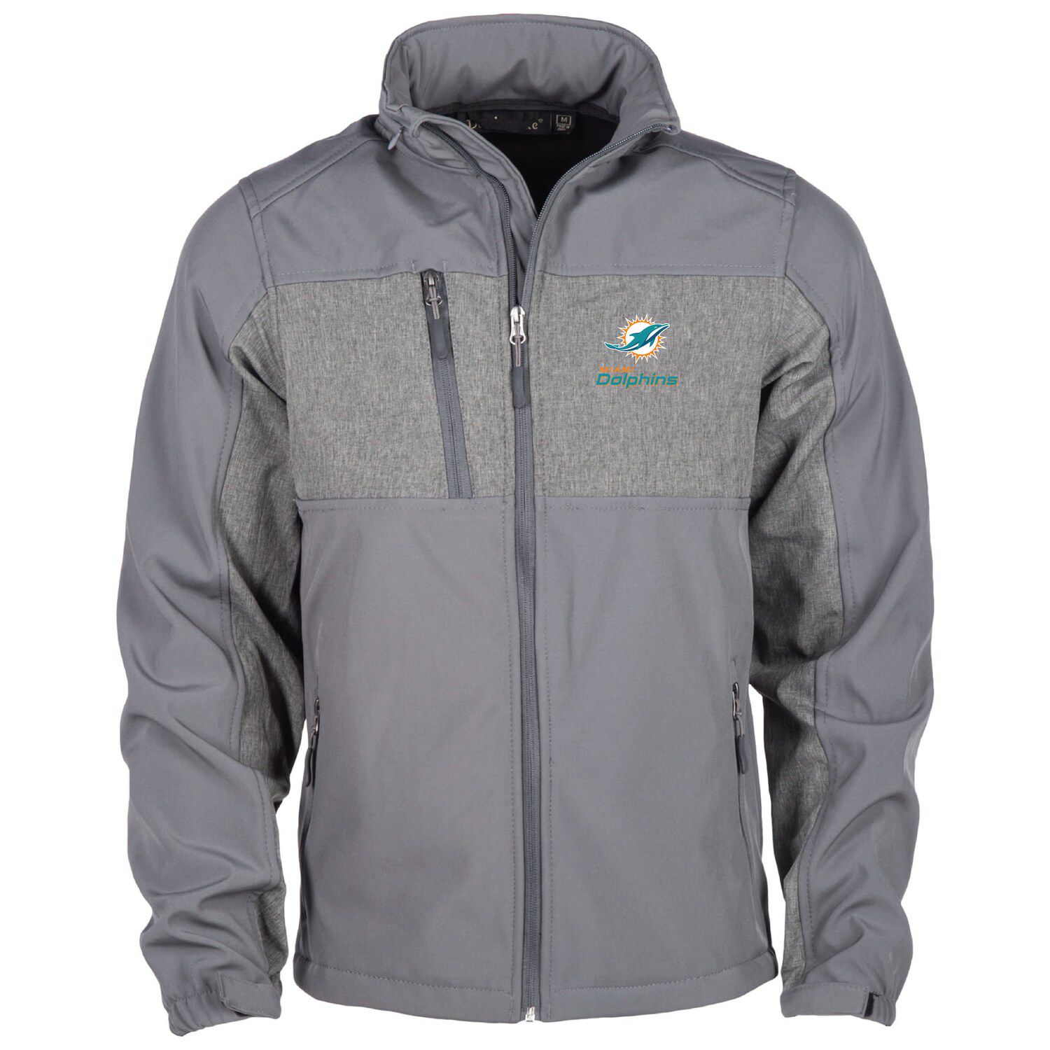 Men's Graphite Miami Dolphins Zephyr Softshell Full-Zip Jacket, Size: Large, Dark Grey