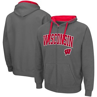 Men's Colosseum Charcoal Wisconsin Badgers Big & Tall Full-Zip Hoodie