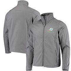 Men's Graphite Miami Dolphins Zephyr Softshell Full-Zip Jacket, Size: Large, Dark Grey