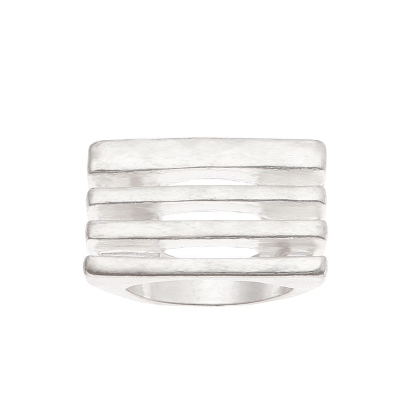 Bella Uno Silver Tone Linear Line Ring, Womens, Size: 8