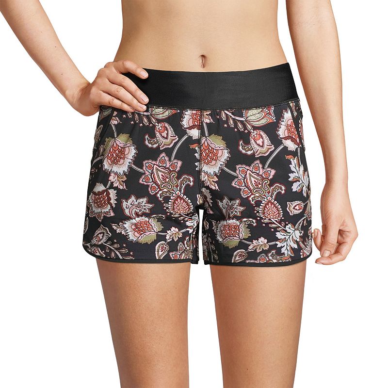 Womens Lands End Quick Dry Thigh-Minimizer With Panty Swim Board Shorts, 