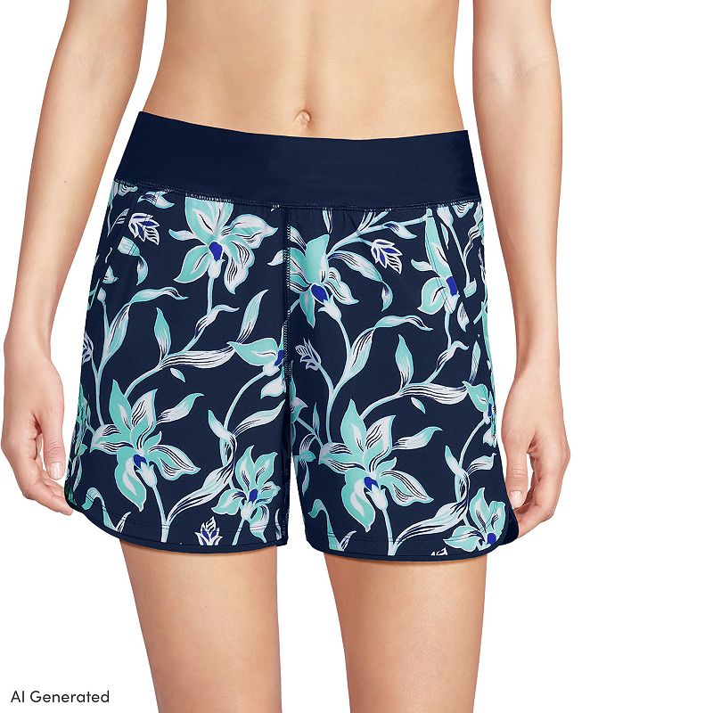 Women's Lands' End 5" Quick Dry Swim Shorts With Panty,